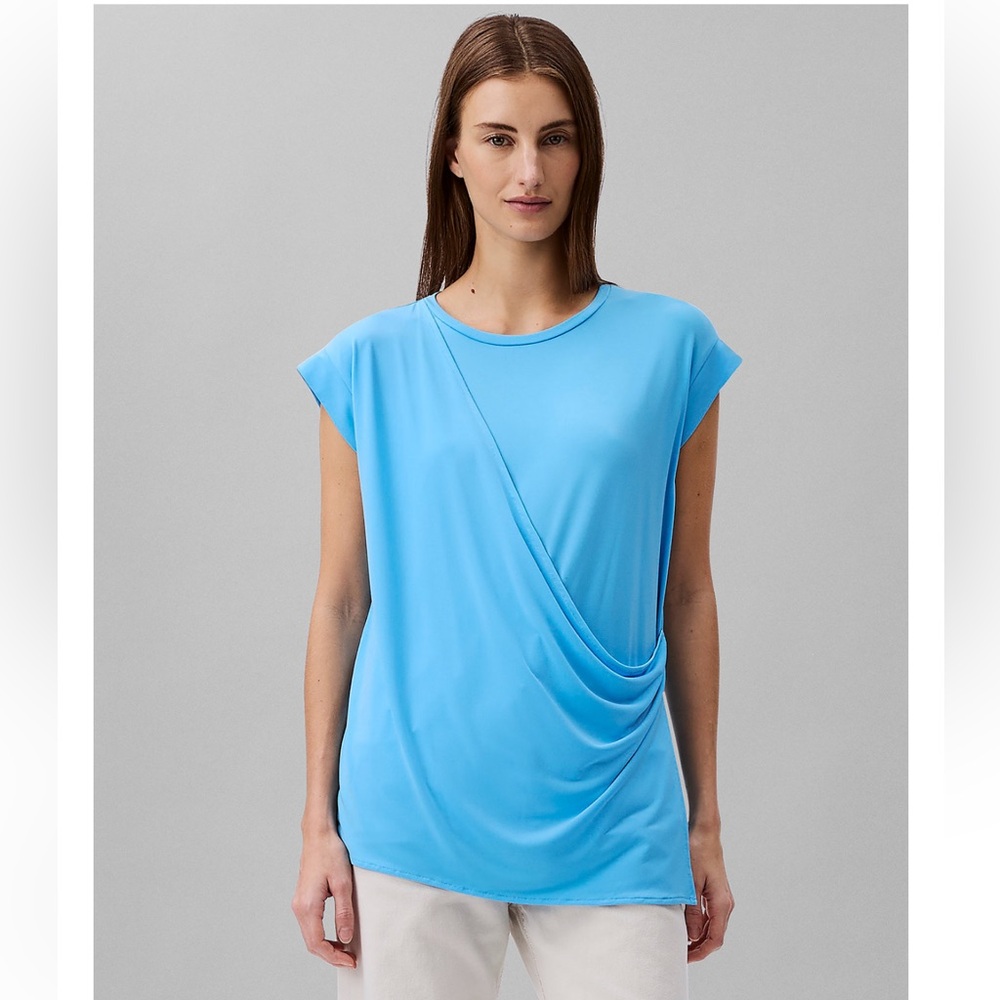 NWT Calvin Klein Women's Stretch Jersey Draped Tee